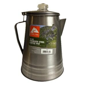 Camping Coffee Pot 10 Cup Percolator Stainless Steel Ozark Trail Outdoor NEW
